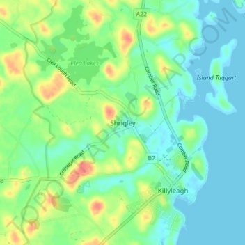 Shrigley topographic map, elevation, terrain