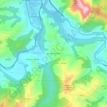 Romillín topographic map, elevation, terrain