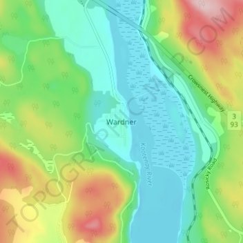 Wardner topographic map, elevation, terrain