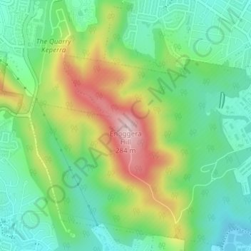 Enoggera Hill topographic map, elevation, terrain