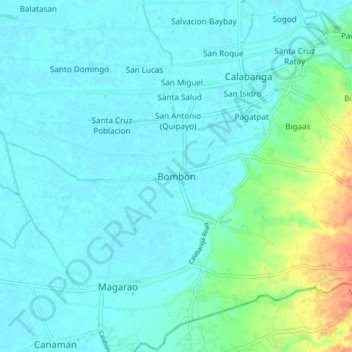 Bombon topographic map, elevation, terrain