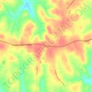 Kelly topographic map, elevation, terrain