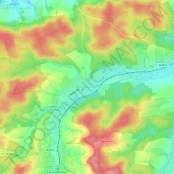 Wollmetshofen topographic map, elevation, terrain