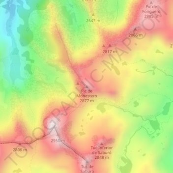 Pic de Monestero topographic map, elevation, terrain