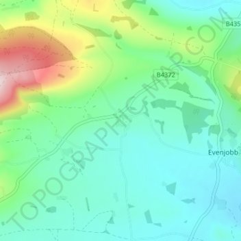 Kinnerton topographic map, elevation, terrain