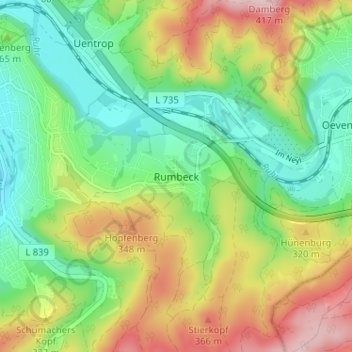 Rumbeck topographic map, elevation, terrain