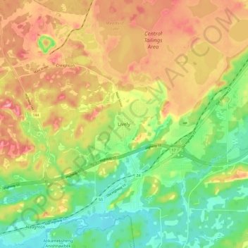 Lively topographic map, elevation, terrain