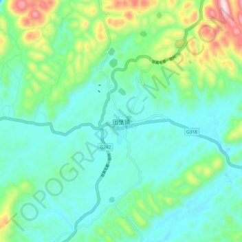 团堡镇 topographic map, elevation, terrain