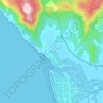 Velas topographic map, elevation, terrain