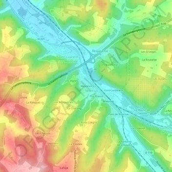 Meyrinas topographic map, elevation, terrain