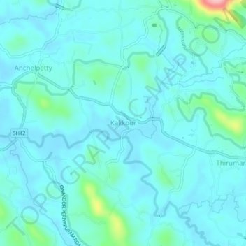 Kakkoor topographic map, elevation, terrain