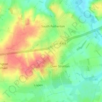 Watergore topographic map, elevation, terrain