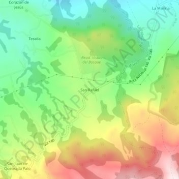 San Rafael topographic map, elevation, terrain