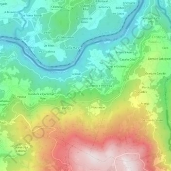 Ferreira topographic map, elevation, terrain