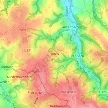Hofen topographic map, elevation, terrain