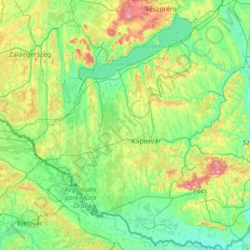 Somogy vármegye topographic map, elevation, terrain