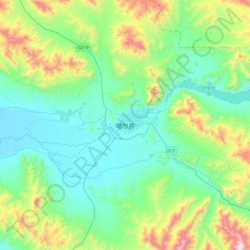 噶尔县 topographic map, elevation, terrain