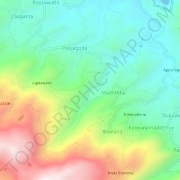 Medagama Topographic Map, Elevation, Terrain