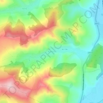 Bunești topographic map, elevation, terrain