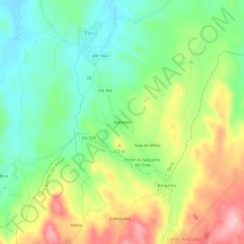 Barretos topographic map, elevation, terrain