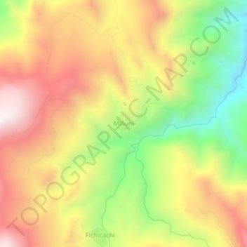 Milluni topographic map, elevation, terrain