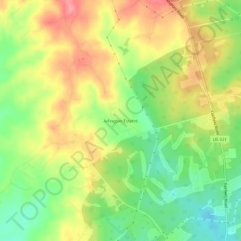 Arlington Estates topographic map, elevation, terrain