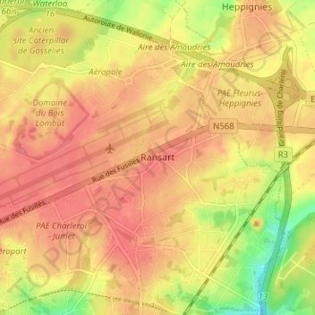 Ransart topographic map, elevation, terrain