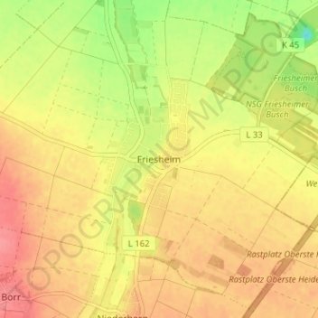 Friesheim topographic map, elevation, terrain