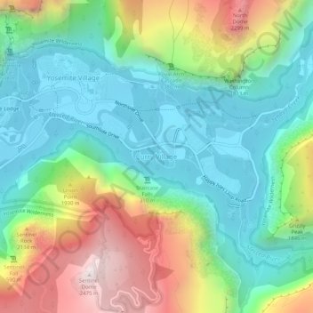 Curry Village topographic map, elevation, terrain