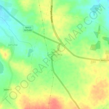 Tembhurna topographic map, elevation, terrain