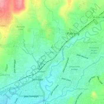 Sumber Lor topographic map, elevation, terrain