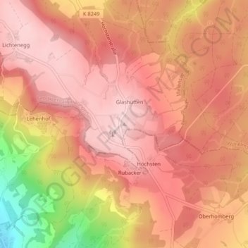 Höchsten topographic map, elevation, terrain