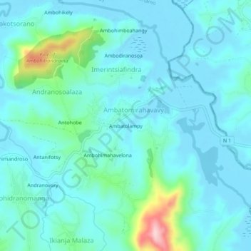 Ambatolampy topographic map, elevation, terrain
