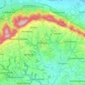 Hüllhorst topographic map, elevation, terrain