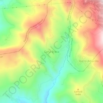 Caña Brava topographic map, elevation, terrain