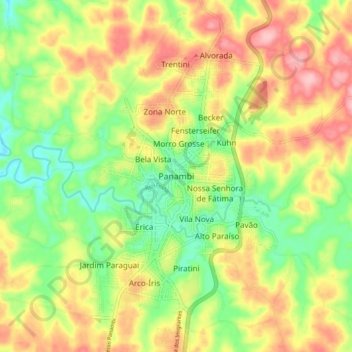 Panambi topographic map, elevation, terrain