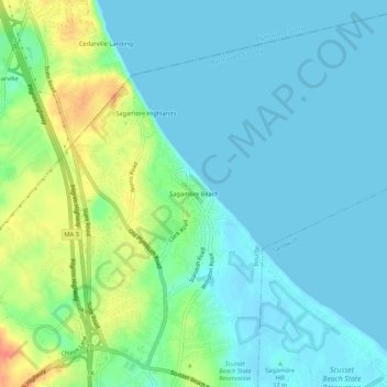 Sagamore Beach topographic map, elevation, terrain