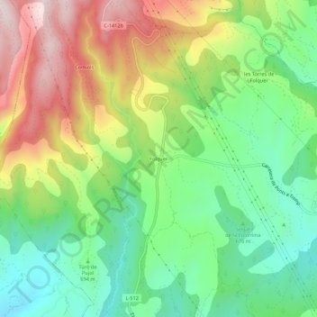 Folquer topographic map, elevation, terrain
