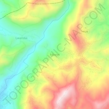 Mbelei topographic map, elevation, terrain