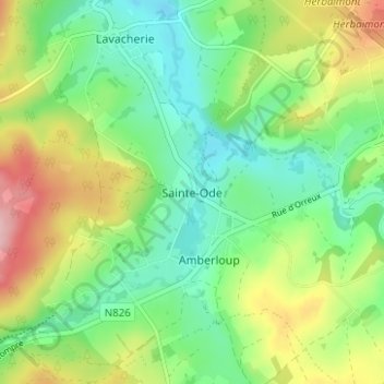 Sainte-Ode topographic map, elevation, terrain