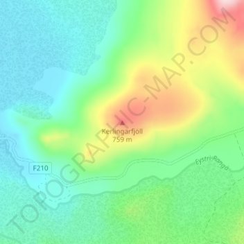 Kerlingarfjöll topographic map, elevation, terrain