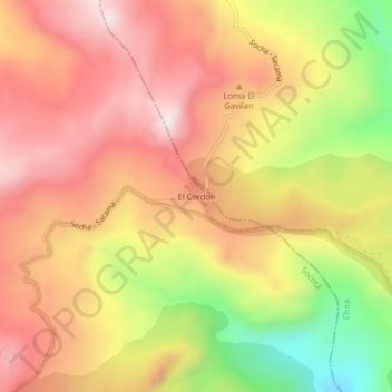 El Cordon topographic map, elevation, terrain