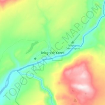 Telegraph Creek topographic map, elevation, terrain