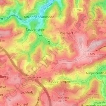 Ossenberg topographic map, elevation, terrain