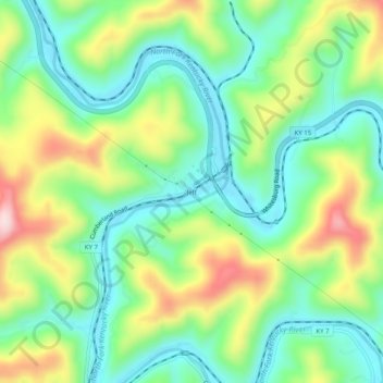 Jeff topographic map, elevation, terrain
