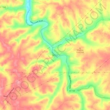 Million topographic map, elevation, terrain