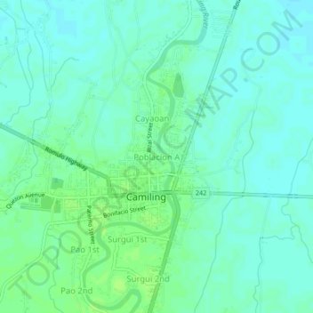 Poblacion A topographic map, elevation, terrain