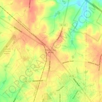 Devils Cross Roads topographic map, elevation, terrain
