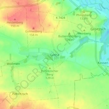 Gotha topographic map, elevation, terrain
