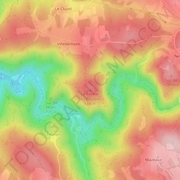Le Rocher du Poulain topographic map, elevation, terrain